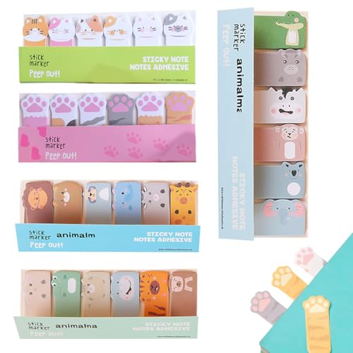 HABNI 5 Paquetes Kawaii Animales Memo Pad Notas Adhesivas, 600 Hojas Mini Notas Adhesivas, Marcadores de Página Marcapáginas Adhesivo, Regalos para Estudiantes, Niños y Niñas