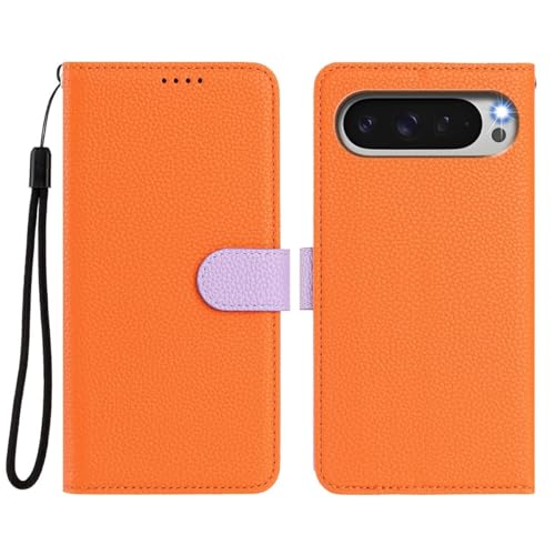 Étui portefeuille Google Pixel 9 Pro orange idéal pour vos voyages