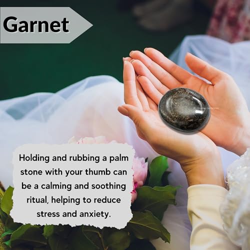 Image of Amazing Gemstone Garnet Crystals and Healing Stones - Large Palm Stone Crystals Piedra - Crystal for Good Luck, Balanced Positive Energy, Meditation - Unique Stocking Stuffers Gifts for Women, Men