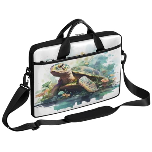 Maletín para laptop con diseño de tortuga y flores 15 pulgadas miniatura 1