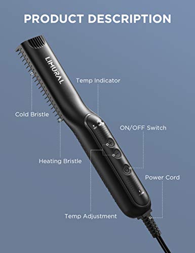 Beard Straightener, Limural Pro Heated Beard Brush For Men - Anti-Scald Hair Straightening Comb Adjustable Temperature Portable Beard Comb With Beard Oil #TOP3