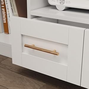 4 piece entertainment wall unit multifunctional tv stand with tempered glass door up flip door shelves large console storage cabinet set for tvs up to 70 white 945 wx146 dx827 h  urban country home decor