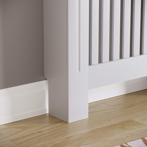 Vida Designs Arlington Cubierta de radiador Blanco - Pequeño - Estilo Shaker Moderno con Lamas Verticales para Mejor circulación del Calor - H83.3xW78xD19cm - MDF Pintado con repisa de Madera - imagen 5