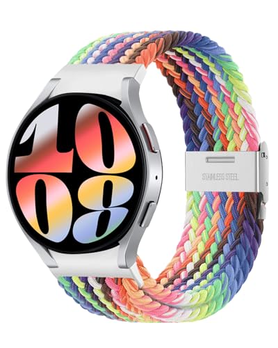 Materiale in nylon di alta qualità: il nostro cinturino sportivo per Galaxy Watch 7 è realizzato in nylon altamente elastico, morbido, traspirante, elastico, leggero e lavabile. Il cinturino Galaxy Watch 7/6/5/4 dispone di una lamiera di metallo scorrevole, è libero di regolare la dimensione del cinturino da 6,5 a 9,8 pollici.
