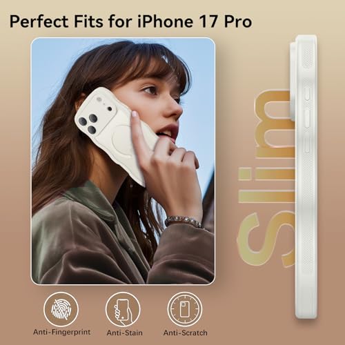 Image of YINLAI for iPhone 17 Pro Case 6.3-inch [Compatible with MagSafe] [Soft Silicone] [Curly Wave] [Anti-Fingerprint] [Full Body Military Shockproof], Light Grey