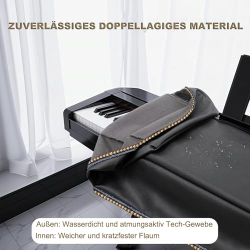 Cutfouwe Staubschutz für Klaviertastatur 88-Tasten Klavier Abdeckung E-Piano Tastaturabdeckung Tuch mit Notenständerabdeckung,133 x 30x 17 cm,Schwarz