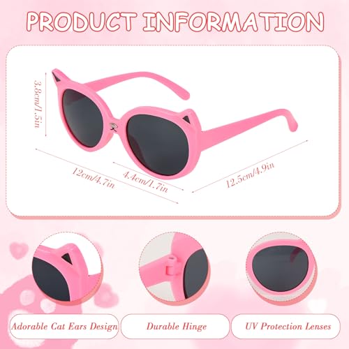 Girls Baseball Cap Kids Sunglasses Set,Adjustable Sun Hat Sequin Cat Ear Hat Cute Toddler Cap for Girls Ages 3-10Y(Pink)2