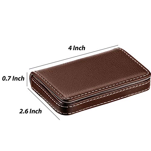 2 Pieces Business Card Holder, Business Card Wallet Leather Business Card Case Pocket Business Name Card Holder With Magnetic Shut, Credit Card Id Case/Wallet (Black And Coffee) #TOP2