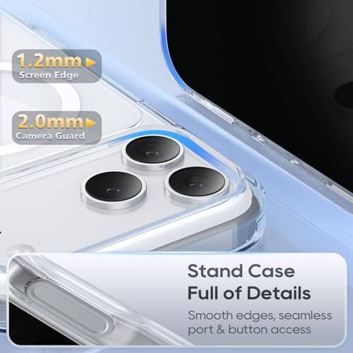 Niunisi for iPhone 17 Pro 6.3" Case with Adjustable Kickstand, Mag-Safe Compatible, Military-Grade Shockproof Protection, Slim Stand Protective Cover, Clear by Niunisi - Image 8