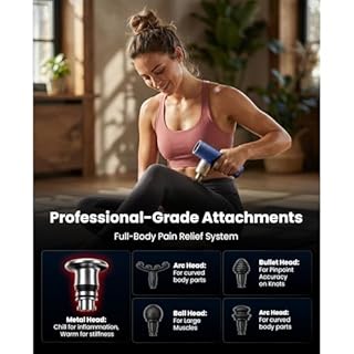 BOB AND BRAD A7 Deep Tissue Massage Gun FSA-HSA Eligible, 11mm Amplitude Percussion Massager for Back & Neck Pain Relief, Portable Muscle Recovery Gun with Metal Head, Quiet, Gift for Athletes