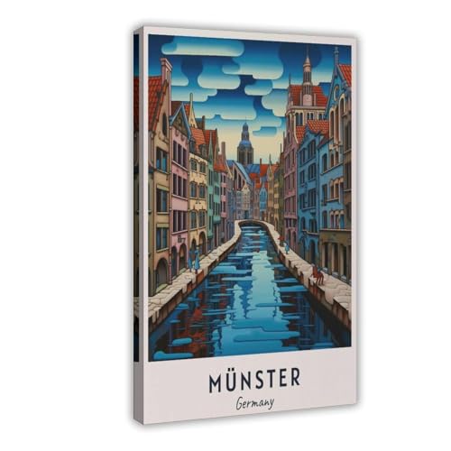 Poster de voyage Münster sur toile idée cadeau déco originale pour salon et chambre