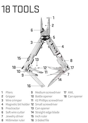 Sog Poweraccess Multi-Tool Pliers With 2.4 Inch Folding Knife - Lightweight Edc Utility Tool W/ 18 Multi-Purpose Tools, One-Handed Open (Pa1001-Cp) #TOP5