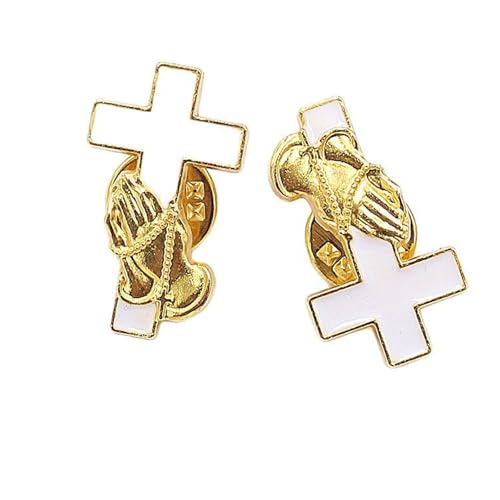 10Pcs Religious Crossed Brooch Pin with Fastener Clasp for Collectors Decorative Lapel Pin for Clothing Jackets Coat Bag Chri