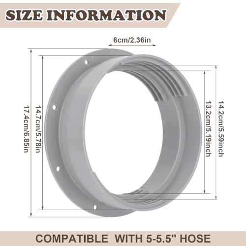 Image of 1 Portable Ac Wall Vent Connector, 6 and 6.5 Inches, Grey
