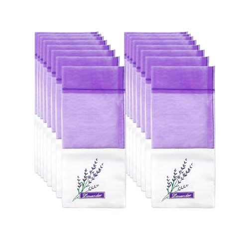 Jimkply - 16 bolsas vacías de lavanda con cordón, reutilizables, para guardarropa contra polillas, lavanda y hierbas