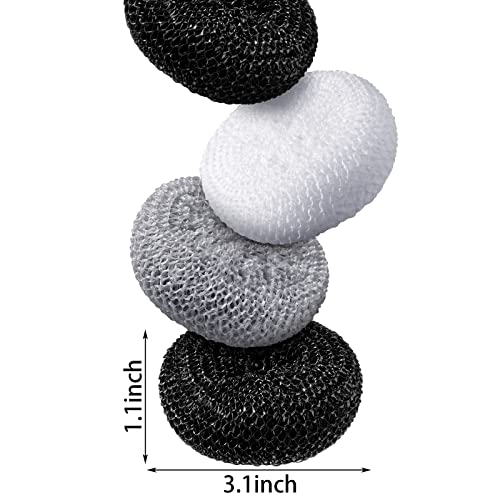 Image of Blulu 15 Pcs Plastic Dish Scrubbers for Dishes Pot Round Nylon Pad, Mesh Scouring Non Scratch Pads (Simple Colors)