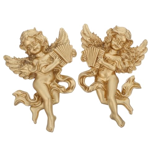 Petite figurine suspendue vintage d'ange chérubin doré déco murale salon
