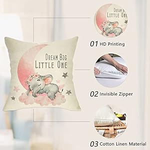 Elephant Dream Big Little One Home Decorative Throw Pillow Cover, Pink Moon Cloud Cushion Case 18x18 for Girl Kid Bedroom Nursery Sofa Couch Decor Inspirational Quote Baby Shower Decoration Gift Elephant Dream Big Little One Home Decorative Throw Pillow Cover Pink Moon Cloud Cushion Case 18×18 for Girl Kid Bedroom Nursery Sofa Couch Decor Inspirational Quote Baby Shower Decoration Gift