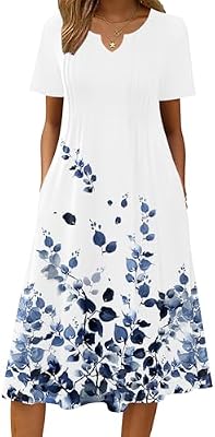 Zeagoo Summer Dresses for Women 2026 Floral Midi Sundress with Pocket Short Sleeve Petite Dress Flow...