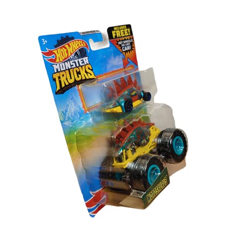 Image of Hot Wheels Monster Trucks Hotwheels Monster Trucks Motosaurus, Includes Free Die Cast Car [Teal], Kid