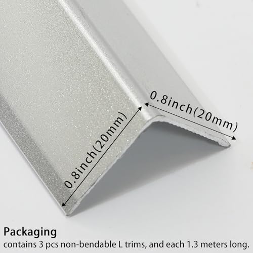 Image of Coengwui Aluminum Corner Guards, Peel and Stick L-Shaped Molding Trim for Wall Table Door Frame Protection and Decoration (Matte Silver, 3Pcs x 4.26ft x 0.8in)