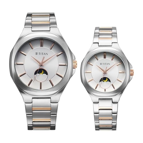 Image of Titan Modern Bandhan Quartz Analog Silver Dial Pair Watches