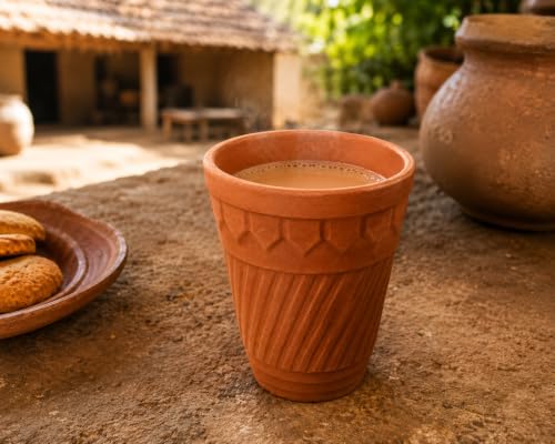 Image of Handmade Terracotta Clay Kulhad Cups 100ml Set of 12 Eco Friendly Reusable Mitti Cups for Tea Coffee Water Traditional Indian Drinkware Kitchen Use