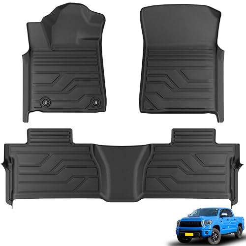 KARPAL Floor Mats Fit for Toyota Tundra 2014-2021 (Only for CrewMax Cab) Custom Fit All Weather TPE Floor Liners 1st & 2nd Row Tundra SR/SR5/TRD PRO/Limited Accessories