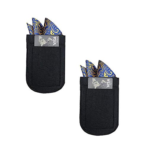 VIEEL 2 Pack Mens Pocket Square & Card Holder Handkerchief Pocket Square Holder