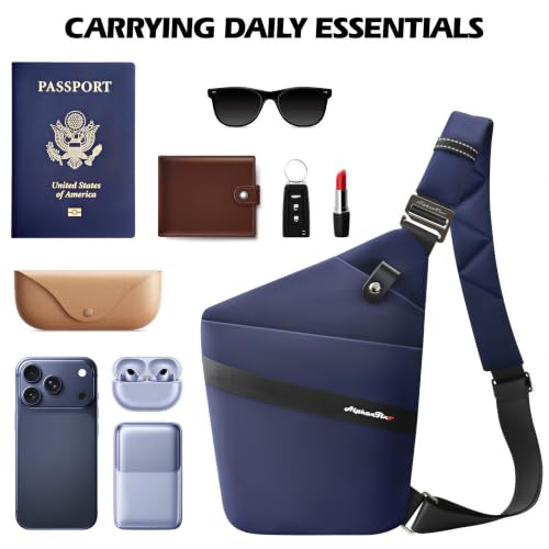 Anti-Theft Slim Crossbody Bag for Women & Men, Pickpocket Proof Sling For Travel (Navy) by Alphantino - Used condition - Image 7