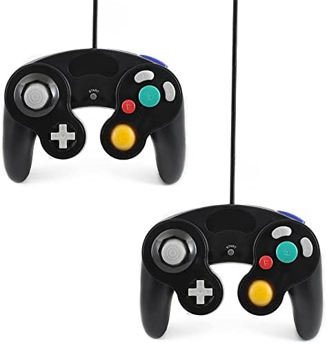 QUMOX 2 X black wired classic controller joypad gamepad for Ntdo gamecube gc & wii