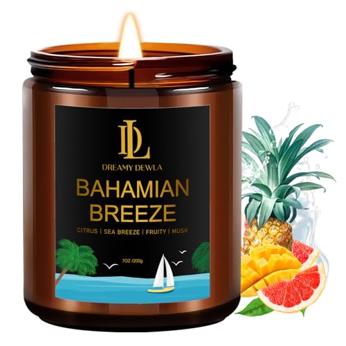 Bahamian Breeze Candles, 7oz Bahama Breeze Scented Candle, Natural Soy Candles for Home Scented, Long Lasting with 50 Hour Burn Time, Gifts for Men Women