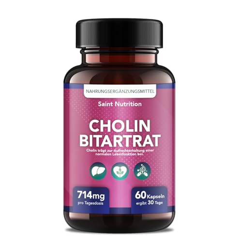 Saint Nutrition® Cholin – Kapseln für Ihren Alltag, Nahrungsergänzungsmittel für Frauen & Männer, 60 Kapseln