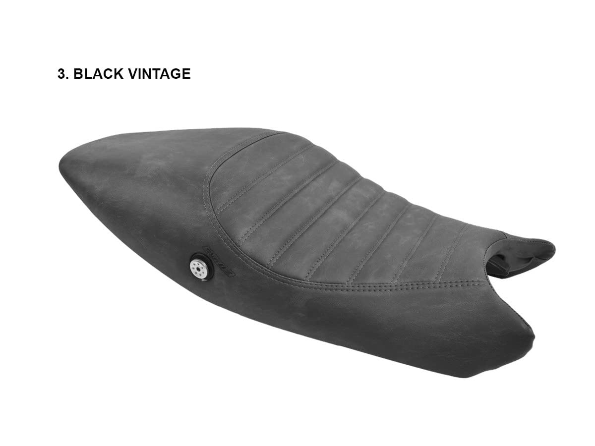 Funda de Asiento Compatible con Ducati Monster 696/796 / 795/1100 2008-2014 Vintage Negro (B)