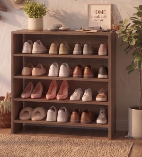 Image of Spyder Craft Engineering Wood Open Shelf Shoe Organizer Shoe Cabinet for Home, Shoe Rack with Multiple Shelves, Space Saving Shoe Rack for Entryway, Living Room & Bedroom, Colambian, DIY Assembly