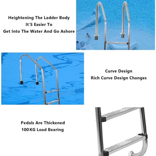 Escalera para piscina de acero inoxidable de 3 peldaños miniatura 4