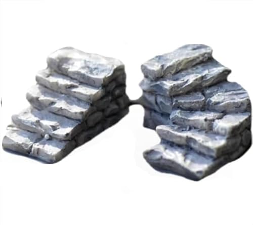 Tiosen 2Pcs Miniature Garden Bridge and Stone Steps, Resin Fairy