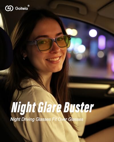 Goiteia Night Driving Glasses Fit over Glasses for Men Women, Yellow Anti Glare Polarized Night Vision Glasses for Driving2