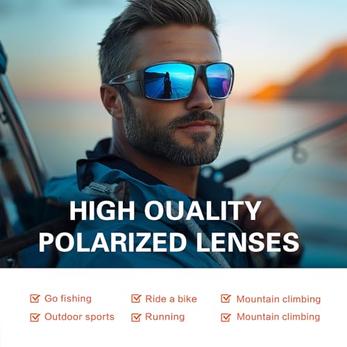 suoso Sports Polarized Sunglasses for Men: Fishing Running Sun Glasses Womens Wrap Around Goggles UV400 Protection TR90 - Image 4