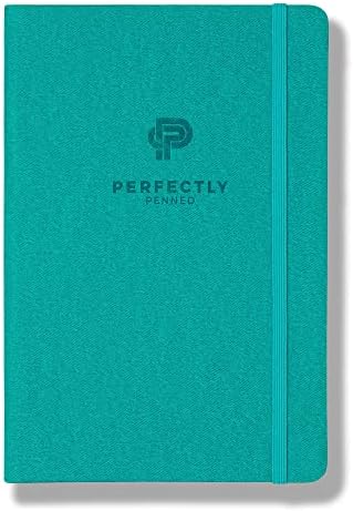 Perfectly Penned Ruled A5 Notebook/Journal/Writing Pad | Vegan Friendly Hardback Leather Cover | Extra Thick with 255, Lined, 120 GSM Premium Pages | 21 x 14 cm | Luxury Card Gift Box | Turquoise