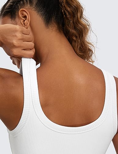 Image of CRZ YOGA Ribbed U Neck Sports Bras | Medium Support, Removable Pads, Casual, Wide Straps, for Women