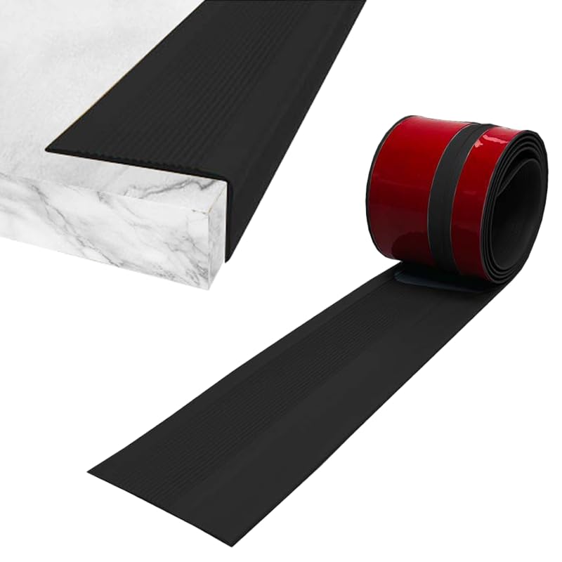 2M Bullnose Stair Anti Slip Nosing Self-Adhesive Vinyl Edging Strip,Non Slip Step Trim,PVC Rubber Angle Stair Edge Trim(76x35mm,Black) โ image 1