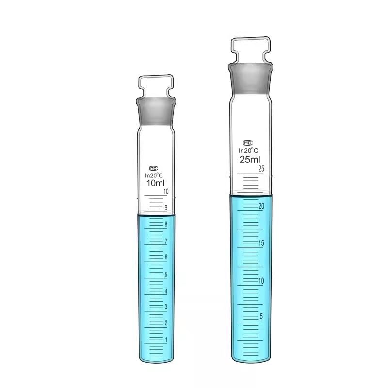 Tubo colorimétrico Nessler de vidrio, tubo de ensayo de fondo plano for laboratorio a escala completa de 10/25/50/100 ml(10ml 10PCS)