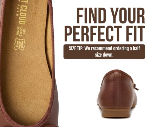 Image of Project Cloud Ballet Flats for Women Shoes - Genuine Leather Insole and Lightweight Mary Jane Flats - Non-Slip and Comfortable Womens Shoes