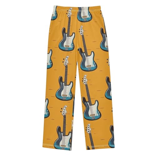 Bass Guitar Boys Pants Boys Athletic Pants Long Pant for Boywith Pockets Wide-Leg Size 6-14Y