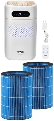 VEVOR 5 l (1,32G) Luftreiniger mit kühler Feuchtigkeit & 2er-Pack Ersatzfilter für Verdunstungsbefeuchter, 3 Geschwindigkeiten und 1-12-Stunden-Timer, einfach zu installieren