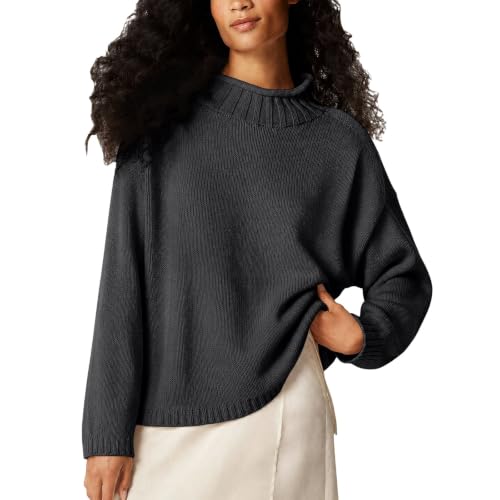 Roll Neck Sweaters for Women Cashmere Long Sleeve Tops Fall Winter Black S - image 4