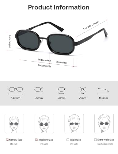 Image of SOJOS Trendy Rectangle Polarized Sunglasses for Women Men,Retro Square Shades Chic Sun Glasses SJ1291