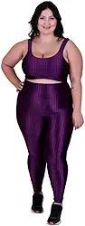 Conjunto Fitness Plus Size Cós Alto Top de Academia e Calça Cintura Alta Barbara
