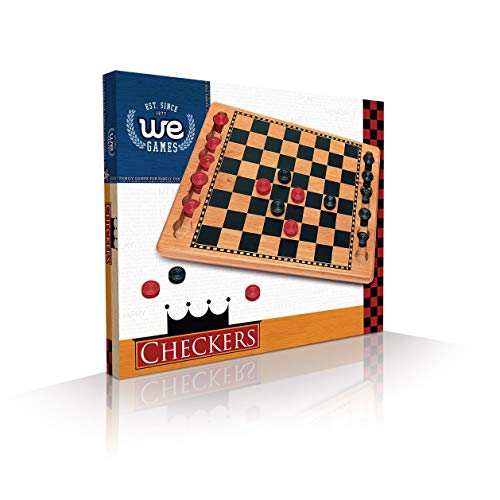 We Games 18-1517 Solid Wood Red And Black Checkers Board Game Set thumb #8